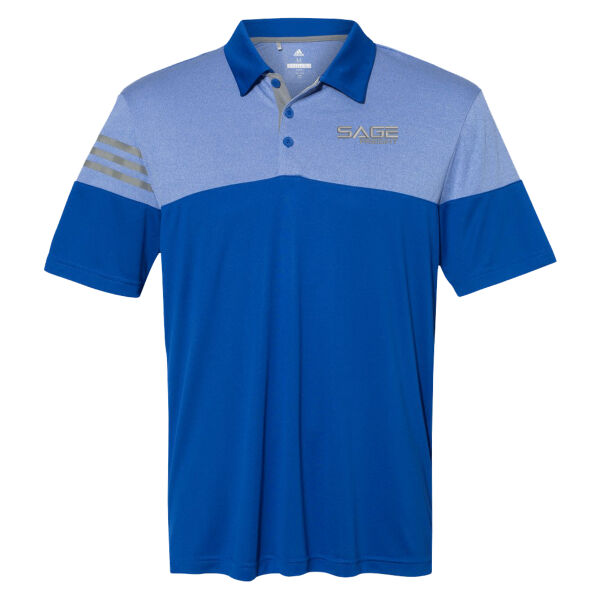 Adidas - Heathered 3-Stripes Colorblocked Polo Thumbnail