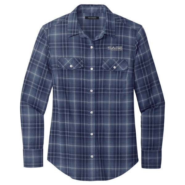 Ladies Long Sleeve Ombre Plaid Shirt  Thumbnail